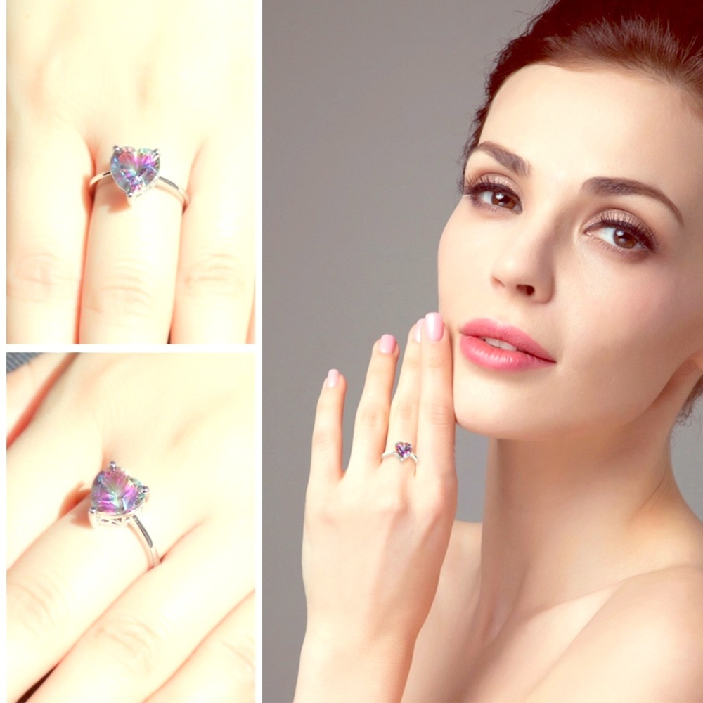 S925 2.65ct Heart Natural Rainbow Fire MysticTopaz